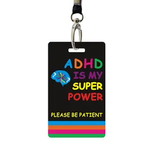 ADHD Card with Lanyard, ADHD Patient Travel ID Card, Waterproof Card for ADHD Patient, Cosplay Costume Accessories