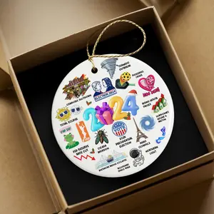 Notable Events 2024 Christmas Ornament Newsmaker Cute 2024 Ornament Funny Year in Review Year to Remember Gifts Idea Commemorative 2024 Ceramic Circle