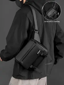 Techwear Sling Bag, 2-In-1 Crossbody & Chest Bag for Men, Waterproof Minimalist Shoulder Bag, Casual Fabric Messenger Bag