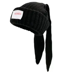Cute Rabbit Ear Winter Beanie Hat, Casual Soft Comfortable Warm Knit Hat for Fall & Winter, Fashion Crochet Skull Cap for Men Women