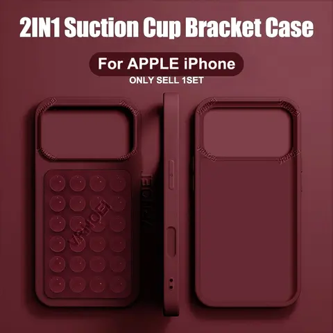 Upgrade 2IN1 Suction Cup Bracket Phone Case Protector compatible with iPhone 16 15 11 12 13 14 17 Pro Max Plus 17 AIR Cases Shockproof Back Cover Accessories