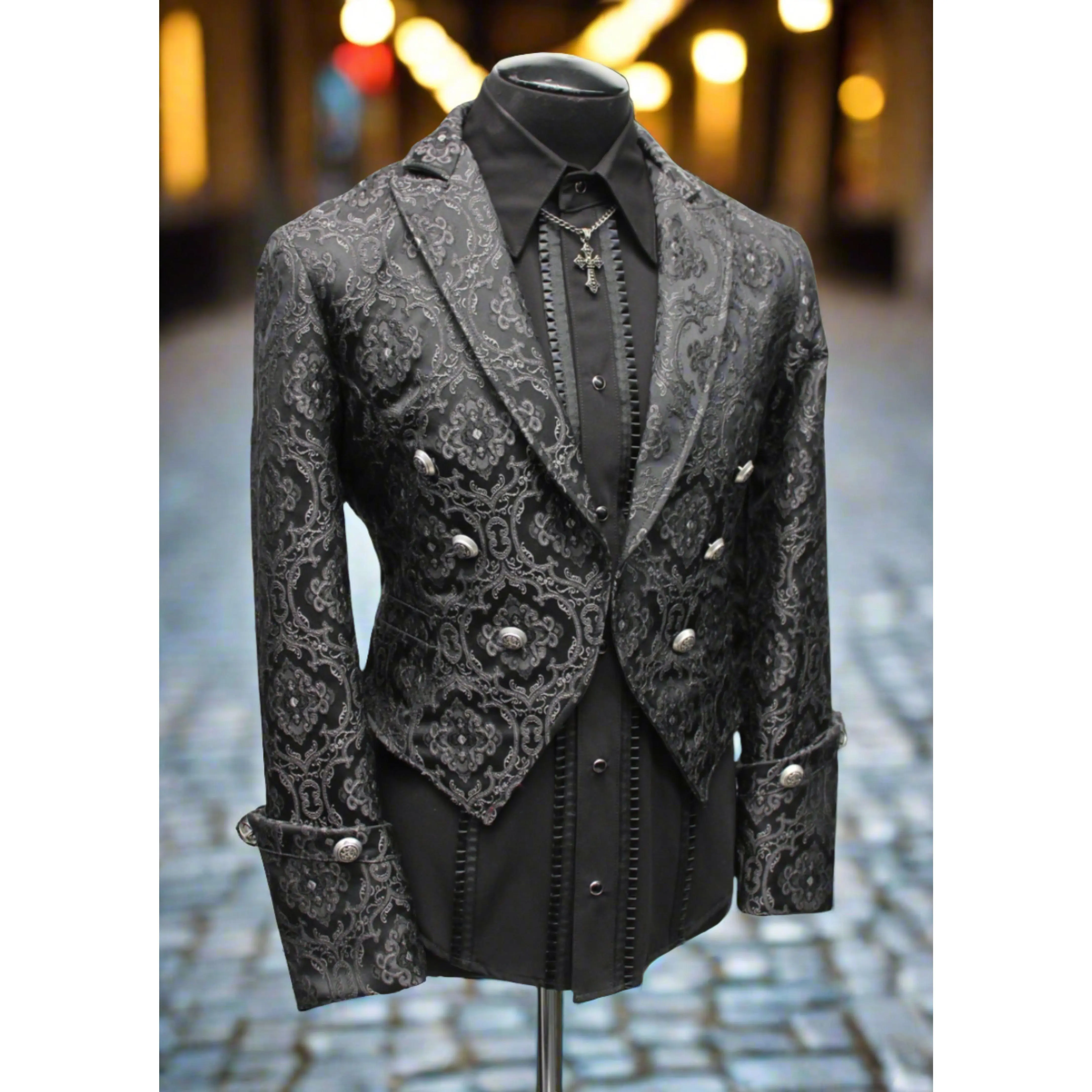 IMPERIAL JACKET - BLACK EDWARDIAN BROCADE