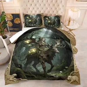 Deer and Goddess pattern, including 1 blanket and 1 or 2 pillowcases without pillowcases, suitable as holiday Valentine's Day birthday gifts, soft and durable, suitable for children and adult bedroom decorations