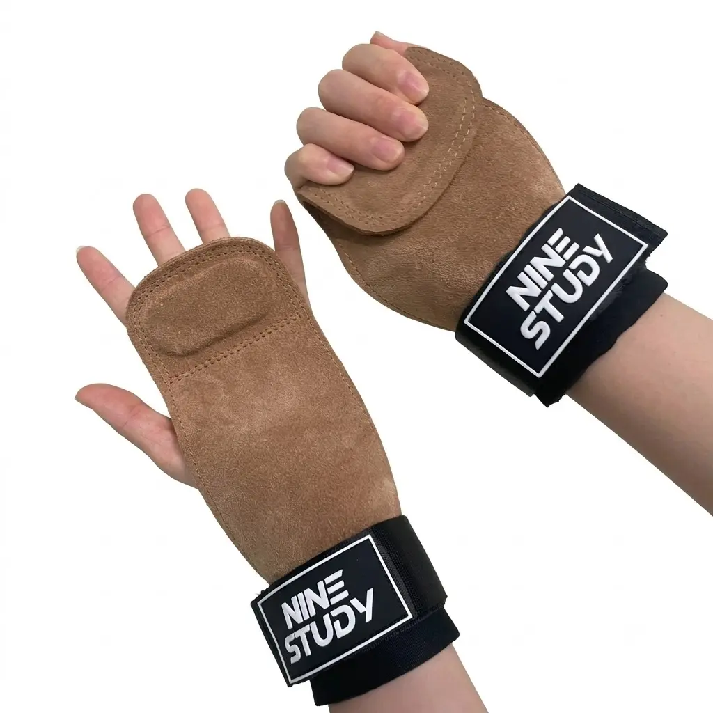 Unisex Double-Layer Genuine Leather Weightlifting Wrist Wraps - Adjustable Strap, Open Grip, Anti-Slip Silicone Palm Protection, D-Ring Steel Strong Support for Gym Deadlifts & Heavy Lifting daily fitness Gloves cable machine workout duty upgraded