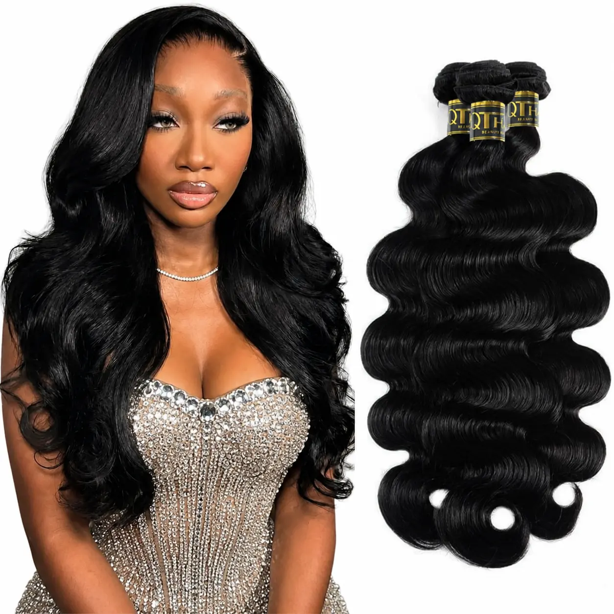 QTHAIR 16A Brazilian Body Wave Bundles / Loose Deep Wave Wand Curls 100% Unprocessed Raw Virgin Human Hair Natural Black 4x4 HD Closure Hair Extensions Traditional Sew in Quickweave for Black Women 12-30 Inches #DealsForYouDays