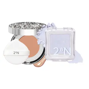 2aN Glass Skin Duo Set – Cushion Foundation & Glass-Like Highlighter for Natural, Radiant Makeup (#25 Sand Beige)