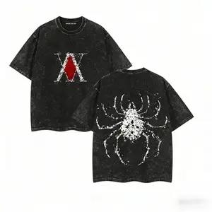 Phantom Troupe - HxH Anime Double-Sided Print Vintage Washed T-Shirt Unisex Oversized Anime Comic Washed Heavy Cotton T-Shirt Valentine's Day Gift Hooded Sweatshirt Holiday Gift Crew Neck Sweatshirt