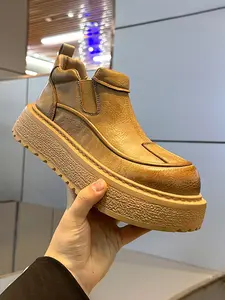 Men's New Thick Sole Trendy Boots, Fashion Modern Style Design Flat Shoes, Casual Office Party Versatile Men's Shoes, Footwear, Walking Shoes