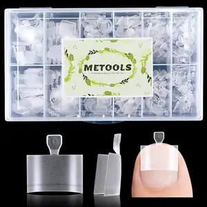 Square Toe Nail Tips - Half Cover for Wide Short Nail Beds, Matte Pre-shaped Fake Toenails Gel x Press on Nails Extensions Home DIY Nail Salon, 12Sizes 360PCS