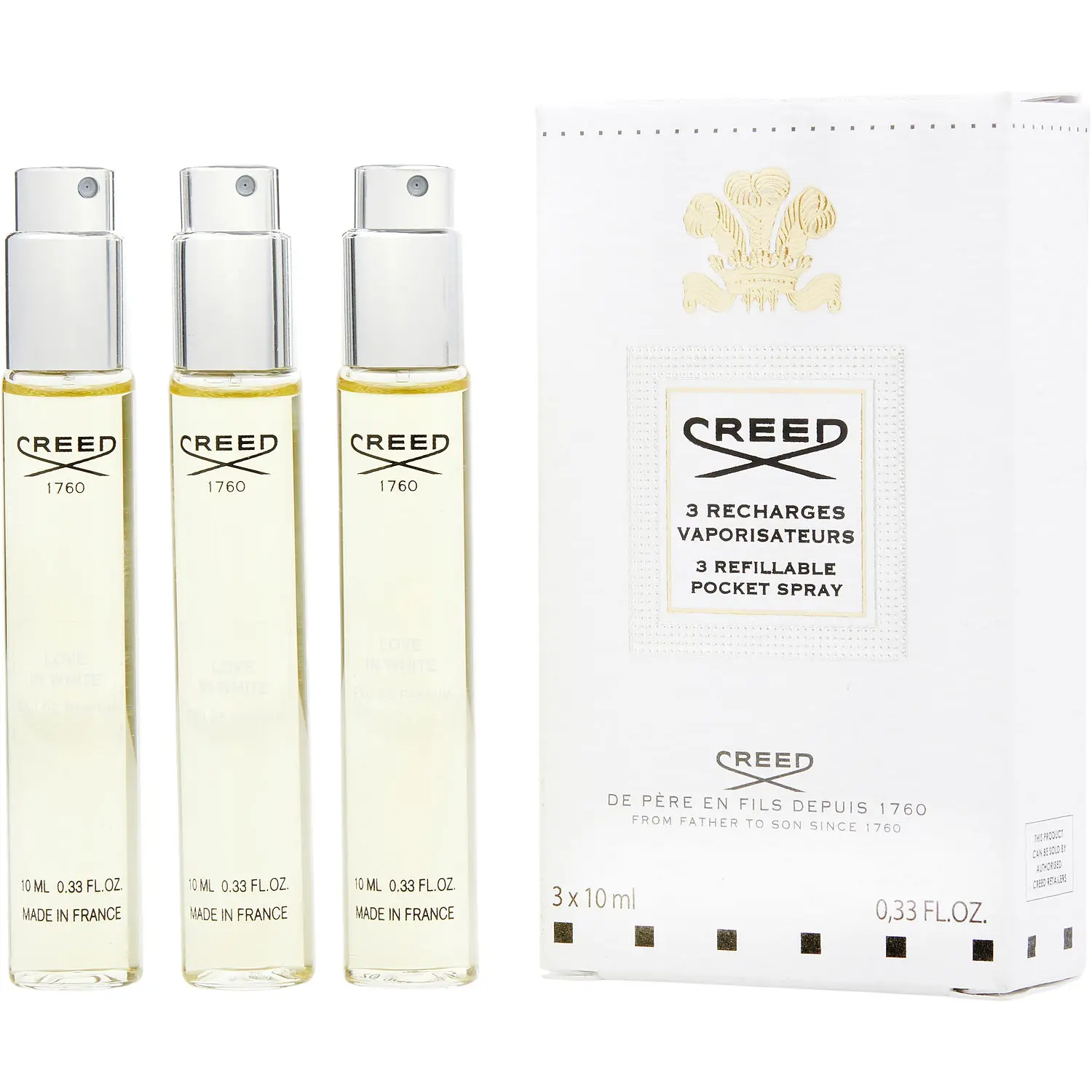 Creed Love In White Set-Eau De Parfum Spray 0.33 Oz Mini X3 For Women