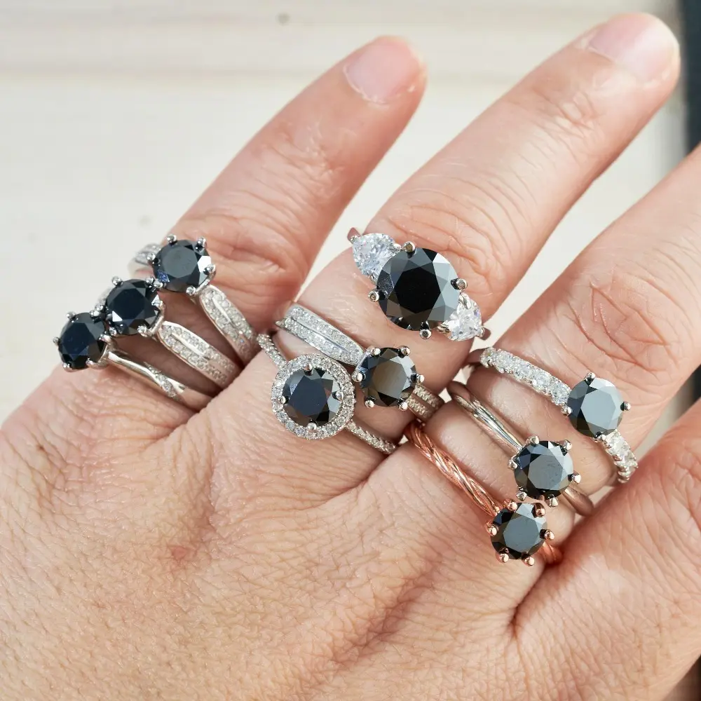 1-3 carat black color moissanite ring   Real Moissanite ring  for Women Man 18K Gold Plated Fine Jewelry Gift