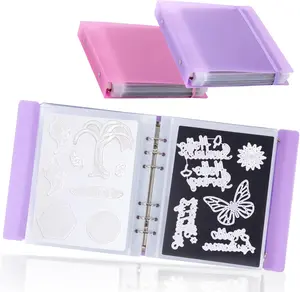 24 count  Sheets for  Storage with Purple and Pink Binder Covers,  and  Storage Pockets Storage for Card Making Supplies(0.8 mm Thickness)
