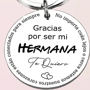 Gracias por Ser Mi Hermana Spanish Stainless Steel Keychain Engraved Personalized Gift for Sister Everyday Use Accessory - Friendship Keyring Laser Engraving Durable