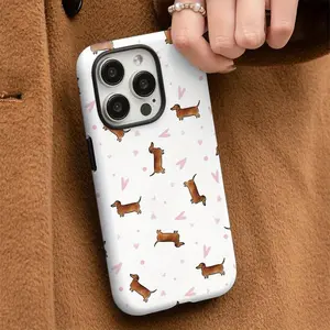 Cute Sausage Dog Design Phone Case for iPhone 17/16/15/14/13/12/11 Plus Pro Max Cover, Durable Protective Shockproof Stylish Protection Gift Idea, Cellphone Casing