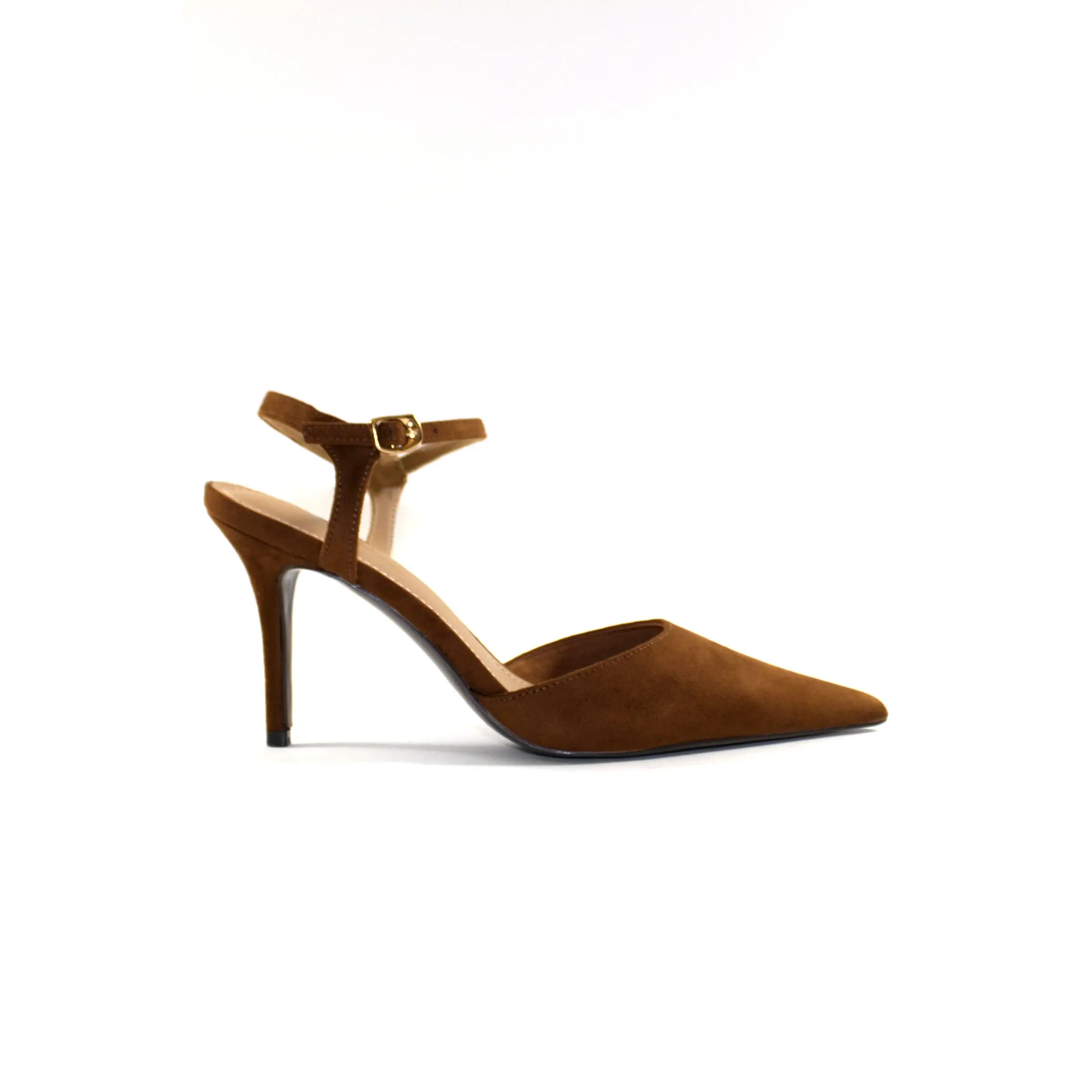 ELSA ANKLE STRAP PUMP HEELS - CHESTNUT