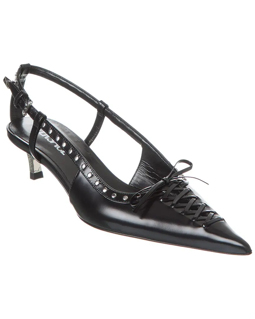 Versace Laced Pin-Point Leather Slingback Pump