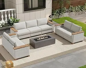 Amerlife Outdoor Patio Furniture Set, Rattan Wicker Sofa Set, Outdoor Sectional Furniture Set with Washable Cushions for Lawn Backyard Garden