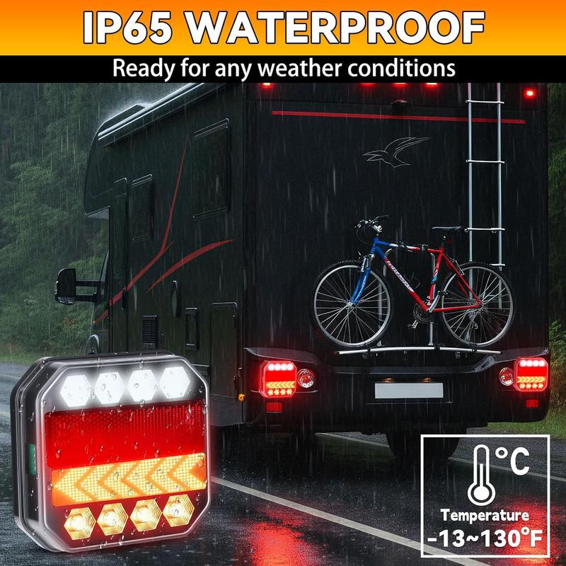 Dazone Upgraded Wireless LED Trailer Lights Rechargeable IP65 Waterproof Magnetic Tail Tow Lights Kit for RV Camper Boat Caravan