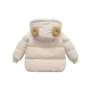 Fleece-Lined Hooded Jacket - Comes in a Random Single Piece, Featuring a Cozy Fleece Interior, Suitable for Both Boys And Girls, Adorned with Cute Ear Designs for Warmth And Comfort.Available in Various Colors: Black, Brown, Pink, Red