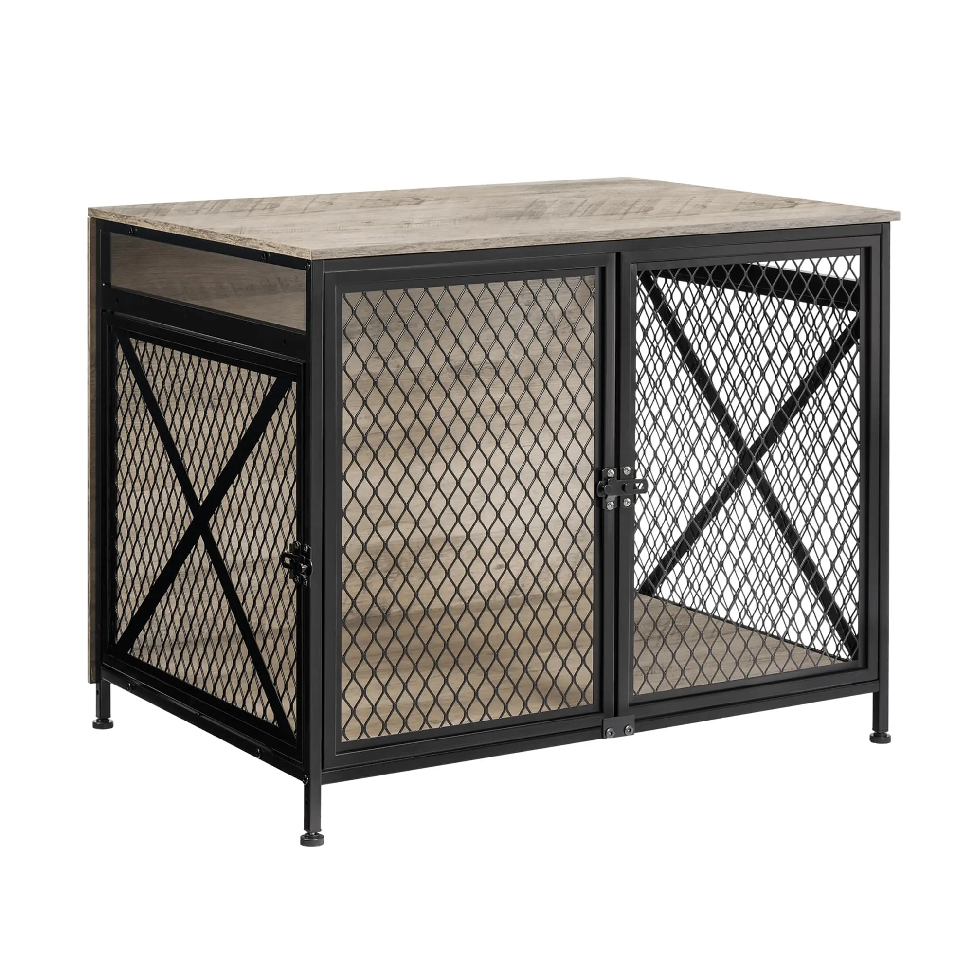 DWANTON Dog Crate Furniture – 25" L, Three-Door, Greige