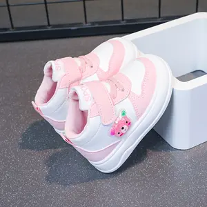 Girls' Cartoon Sneakers Cute Character Mid-Top Lace-Up Shoes with Heart & Bow Accent Pink Casual Cushioned Rubber Sole