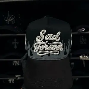 1:1 D4ndy Hats -S4dboys G5 Sad Forever Embroidered Flame Design Black Snapback Cap