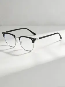Fashionable Blue Light Blocking Half Frame Casual Glasses, Trendy Casual Eyeglasses, Lightweight Durable Plastic Frame, Ideal for Work Study Computer Phone Daily Use