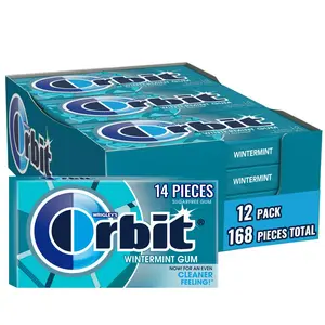 ORBIT Sugar-Free Mint Chewing Gum, 12 packs of 14 pieces (168 pieces total) Watermint
