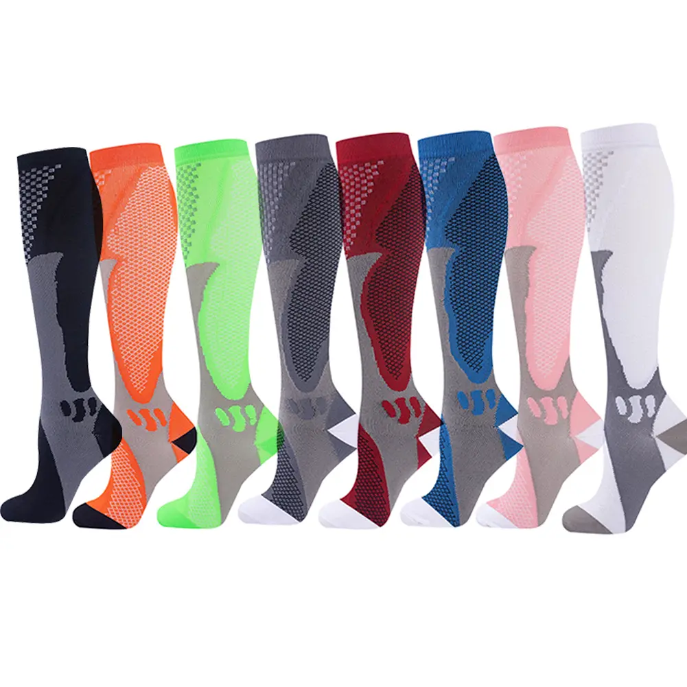 3 Pairs Compression Socks for Women & Men, Knee-High 15-20mmHg Graduated Support, Moisture-Wicking Anti-Slip Athletic Socks for Running, Sports & Travel, Anti-Slip Sports Socks, Dry Sports Socks