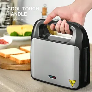 3-In-1 Waffle Maker, Grill & Panini Press - Removable Nonstick Plates For Grilled Cheese, Burgers, Steaks, And Waffles, Black (Plastic Handle)