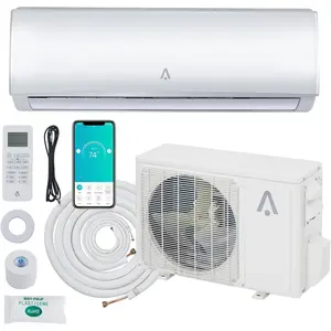 White 9000 BTU WiFi Smart Ductless Split-System Air Conditioner with R454B Gas, 19 SEER2, 115V Inverter, Pre-Charged Condenser, Heat Pump, Installation Kit, Cooling/Heating for Up to 450 SqFt