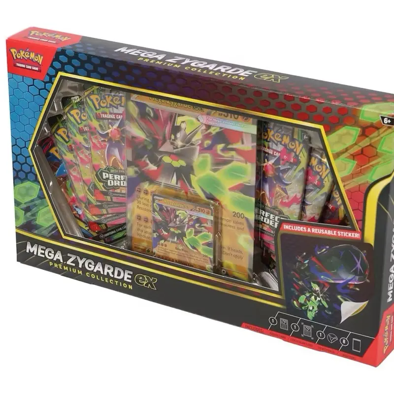 Pokemon Mega Zygarde ex Premium Collection Box Non-Sports Trading Cards - Greater Power Than Ever, Includes Reusable Sticker, Oversize Lenticular Item, Ready-to-Play Foil Promo Item, Tech Sticker for Display, Collectible Cards Set, Trade Card Box