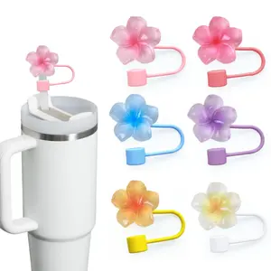 Colorful flower Silicone Straw Tops, Straw Spout Lid, Dust-proof for 0.39" Diameter Straws, Decorative Straw Tip Design, Compatible with 30 and 40 oz cups,Perfect for Christmas Gifts,New years gift,Valentine's Day gift,outdoor camping Activities 1pc/6pcs
