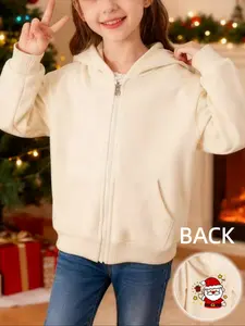 Christmas Limited Edition Girls' Jacket Spring Autumn Wide Sweet Style Casual Hooded Printed Sweatshirt