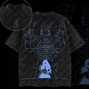 Perfect Susanoo Madara Uchiha Sharingan Akatsuki - Naruto Anime Double Printed Oversize Lightweight Acid Washed Graphic Tee Cotton Streetwear T-Shirt GGC