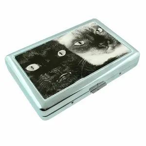 Black and White Ying Yang Cats Metal Case Wallet