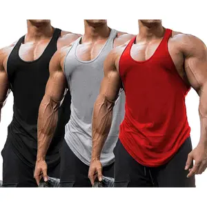 Babioboa Men's 3 Pack Gym Workout Tank Tops Y-Back Muscle Tee Stringer Bodybuilding Sleeveless T-Shirts