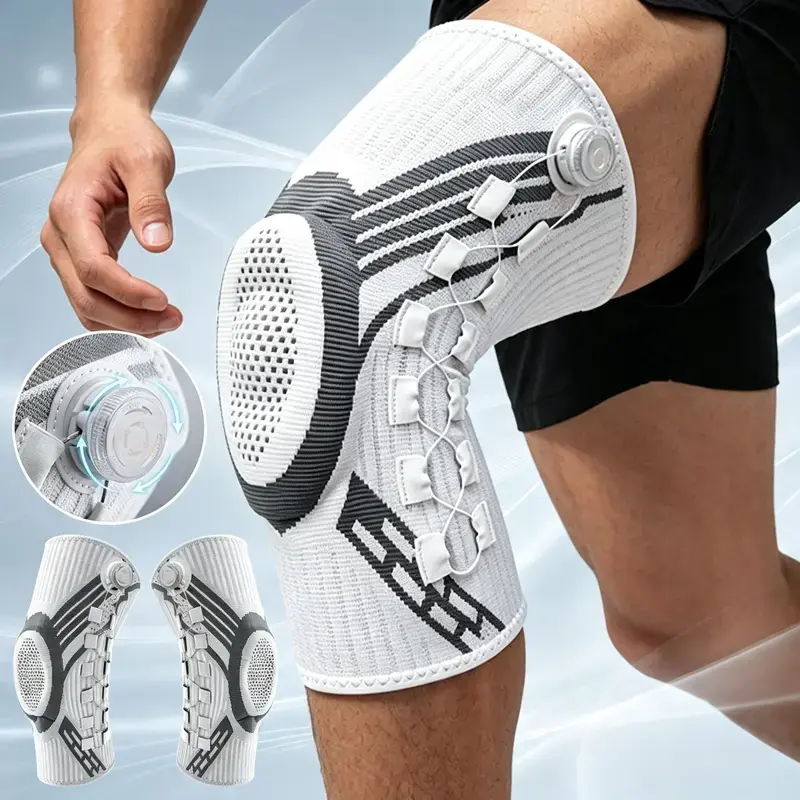 Adjustable Knee Brace With Micro-Adjustment Dial System Unisex| Anti Slip Breathable Wrap, Alternative Knee Sleeve Design, Support For Running And Gym Workouts, Sports Fitness Activities