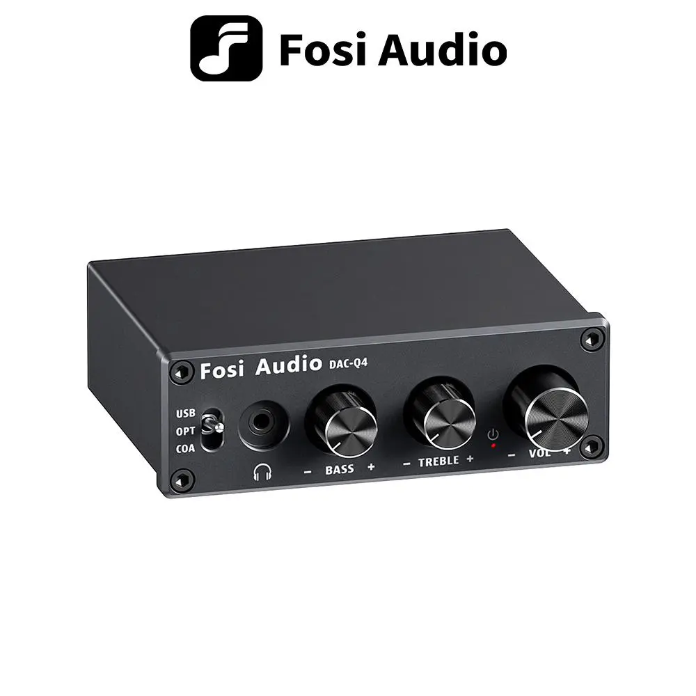 Fosi Audio Q4 Mini Stereo Gaming USB DAC & Headphone Amplifier Audio Converter Adapter for Home/Desktop Powered/Active Speakers