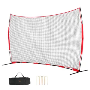 fathersdaygift VEVOR Barricade Backstop Net, 16x10 ft Ball Sports Barrier Netting, Portable Practice Equipment with Carry Bag, Protection Screen for Baseball Softball Lacrosse Soccer Hockey Training, for Backyard