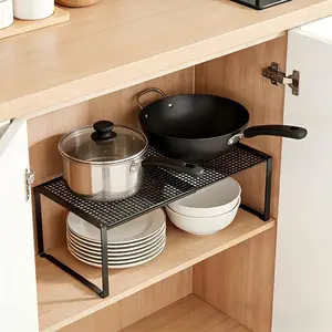 Expandable Under Sink Storage Rack Adjustable Kitchen Organizer Multi-Function Metal Shelf for Cabinets, Closets, Countertops and Shoe Storage Space Saving Solution for Kitchen and Home Organization