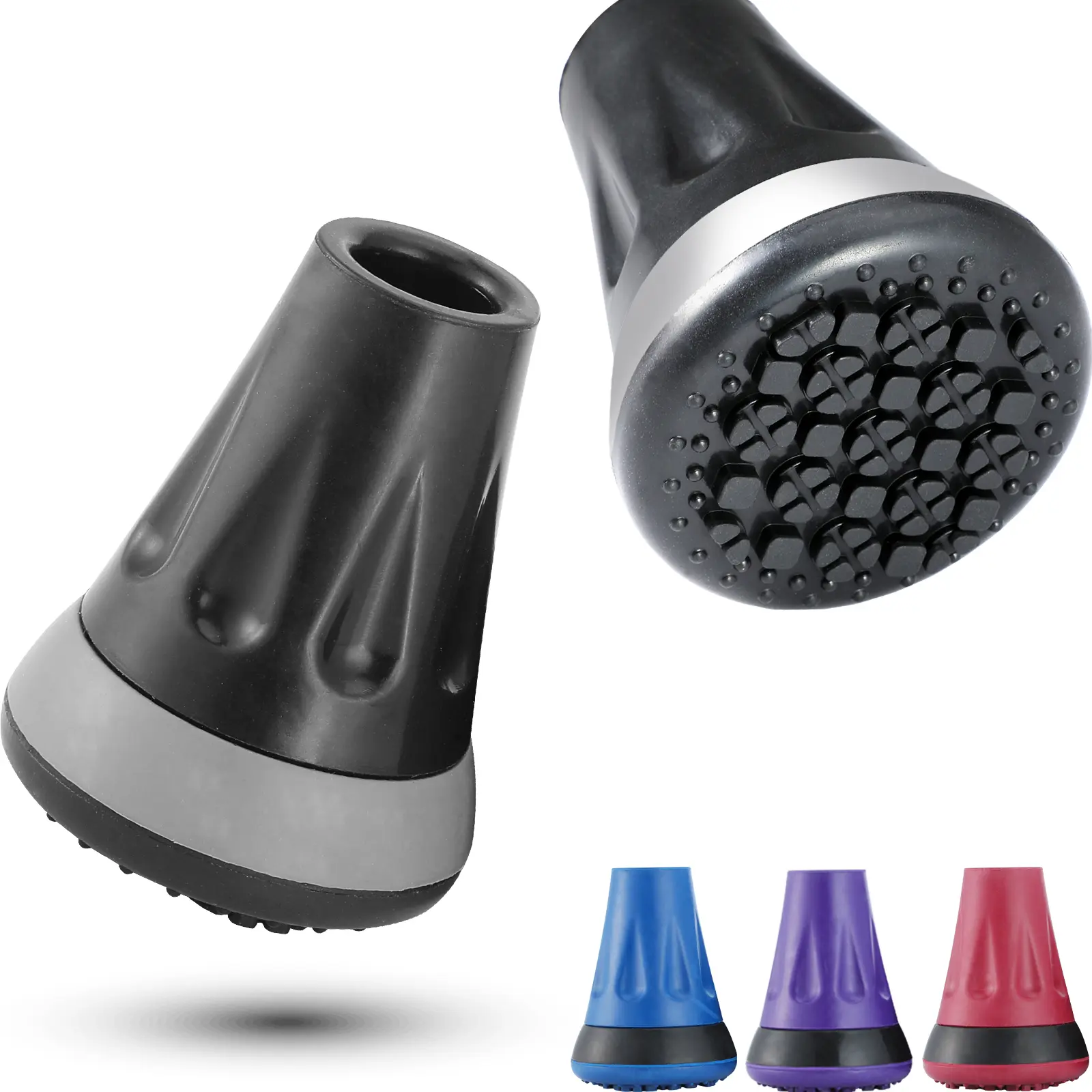 Rehand Cane Tips,  All Terrain Tip for Cane & Crutch, 3/4 Inch Cane Tips Heavy Duty, 3/4'' Rubber Replacement Foot Pad, Walking Cane Tips and Crutch Tips(Pack of 2) Heavy Duty Quad Cane Heavy Duty Universal Fit Universal Fit Heavy Duty Heavy Duty