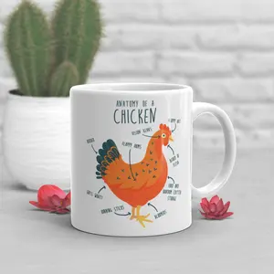Chicken Coffee Mug, Cute Chicken Gift, Chicken Lover, Funny Chicken Cup, Gift for Her, Him, Birthday, Chicken Decor, Hen, Mom, Dad, Anatomy