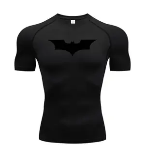 Bat Printed Men's Tight T-Shirt Running Compression Compression T Shirt Gym Fitness Jogging Short Sleeve Male Casual Shirt Tops