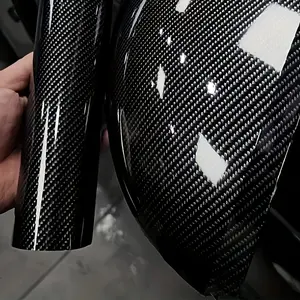 Yitap 9D Carbon Fiber Vinyl Sticker, Glossy Self-Adhesive PVC Decal, Car Decals for Car Exterior & Interior, High-Temperature Scratch Protection