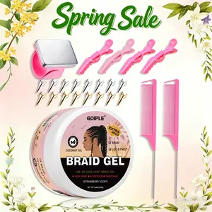 All in One Braiding Kit with Parting Tools Finger Comb Hair Clips Wristband Braid Gel for Stitch Braids Styling