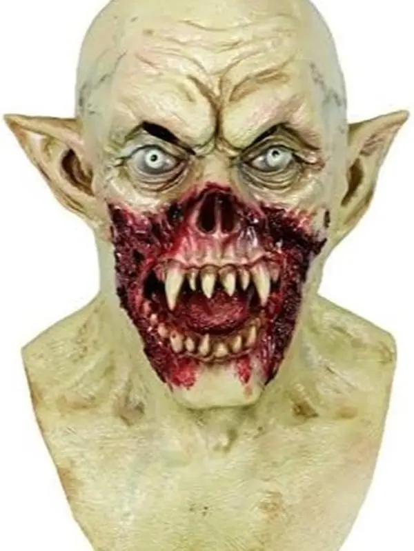 Vampire Mask Zombie Head Mask for Adult, Scary Horror Creepy Demon Monster Mask for Halloween Costume Party - Realistic Design Comfortable Eye