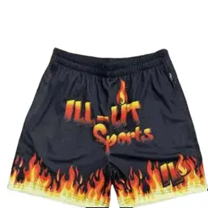ILL LIT SPORTS Shorts Black with Flame Design for Active Wear