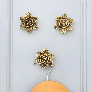3 count Boho Rose Flower Decorative Wall Hooks  Floral  Coat Hooks for Hanging Things, Towels, Purse, Bags, Backpack