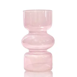 Transparent glass hydroponic colorful vase, suitable for home decoration